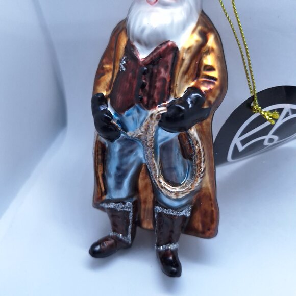 Dept 56 Cowboy Santa With Lasso Blown Glass Ornament Western 5 inches - Picture 3 of 8